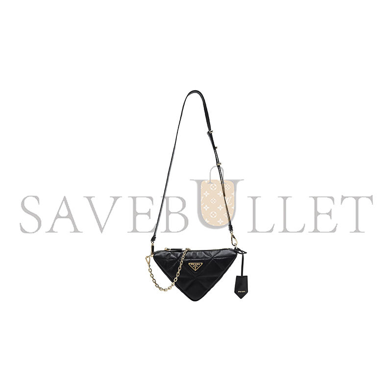 Pra*a metal triangle logo zip closure soft lambskin shoulder bag 1bc190 (26*15*11cm)
